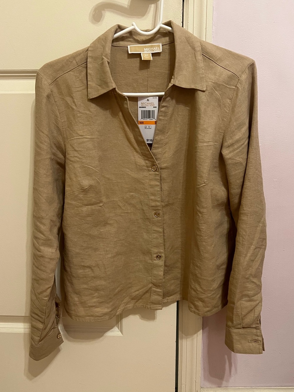 Michael Kors Linen Blend Shirt NWT Tan